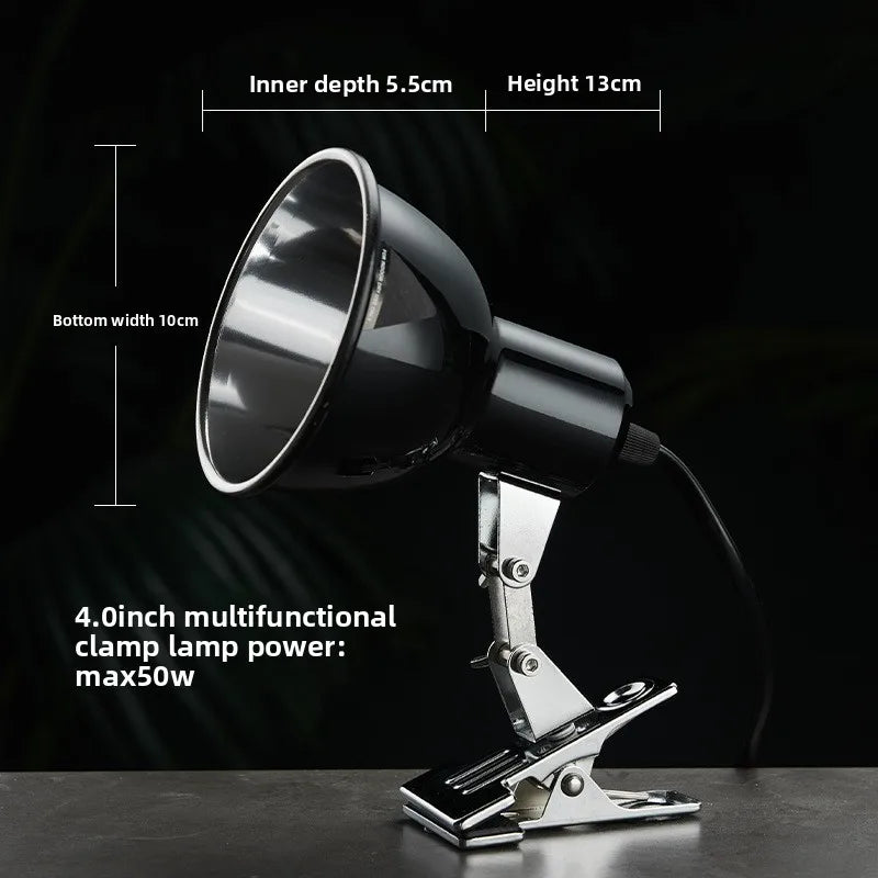 SuperRep Deep Dome Reptile Lamp Fixture-UVA/UVB Heat Lamp Holder to Bearded Dragon&Tortoise-Adjustable Clamp&Shatterproof Shield