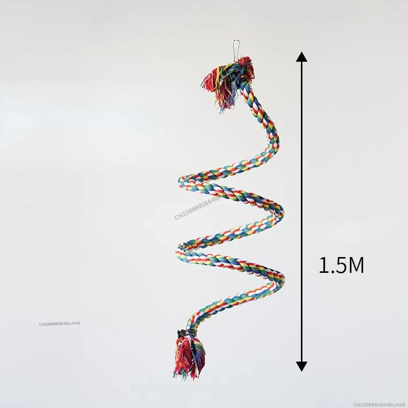 Parrot Bird Standing Toy Cotton Rope Colorful Toy Chew Perches Staion Bar for Bird Cage Cotton Rope Accessories Supplies Pet Toy
