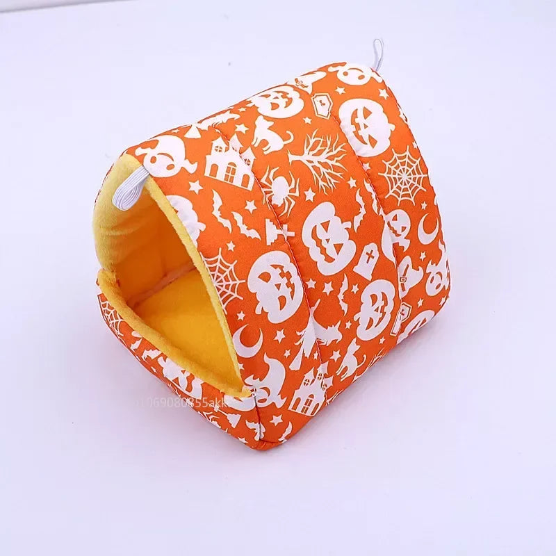 1pc Cartoon Hamster House Bed Winter Comfortable Rat Home Cute Foldable Guinea Pig Hanging Tent Sleeping Nest Ferret Cage