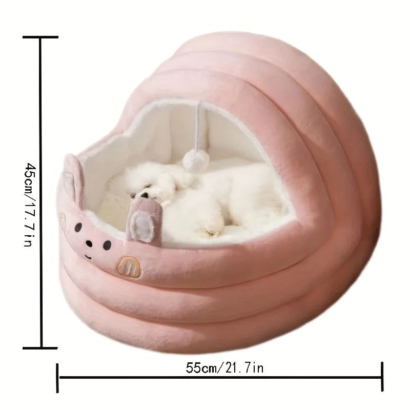 2-in-1 Thermal Cat Cave & Outdoor Condo -  Removable Mat with Waterproof Base | All-Weather Shelter for Cats