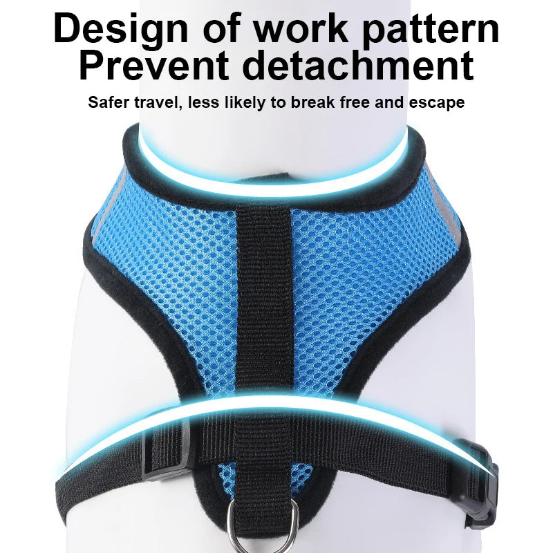 Cat Small Dog Breathable Mesh Harness And Leash Kitten Cats Harnesses Little Dog Puppy Harness For French Bulldog Chihuahua Pug