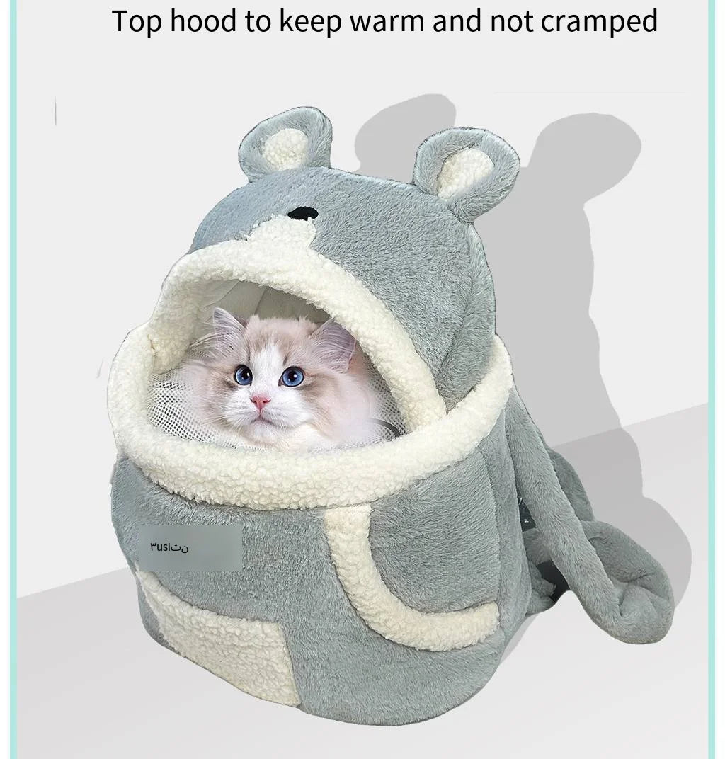 Pet bag winter warm thick plush chest double shoulder go out portable bag than bear teddy cat bag dog bag