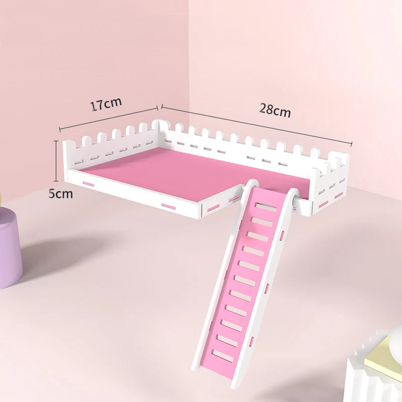 Double Layer Hamster Playing Standing Platform Safety Climbing Ladder Small Animals Cage Toys for Mouse Rat