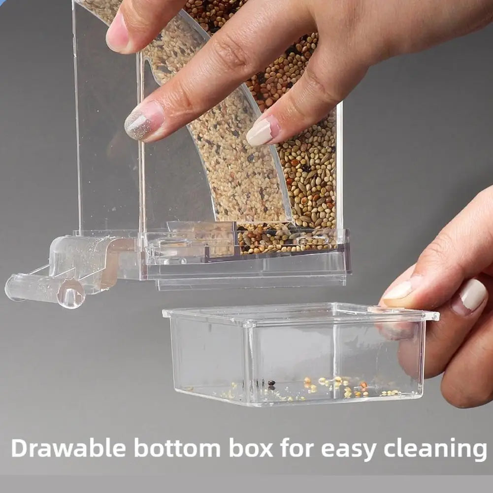 No Mess Bird Feeders Automatic Parrot Feeder Drinker Acrylic Seed Food Container Cage Accessories For Small And Medium Para I5F4