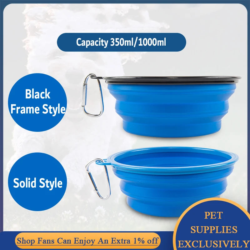 350ml/1000ml Folding Cat Dog Water Bowl Silicone Collapsible Dishes Pet Bowl Outdoor Puppy Food Container Feeder Dropshopping