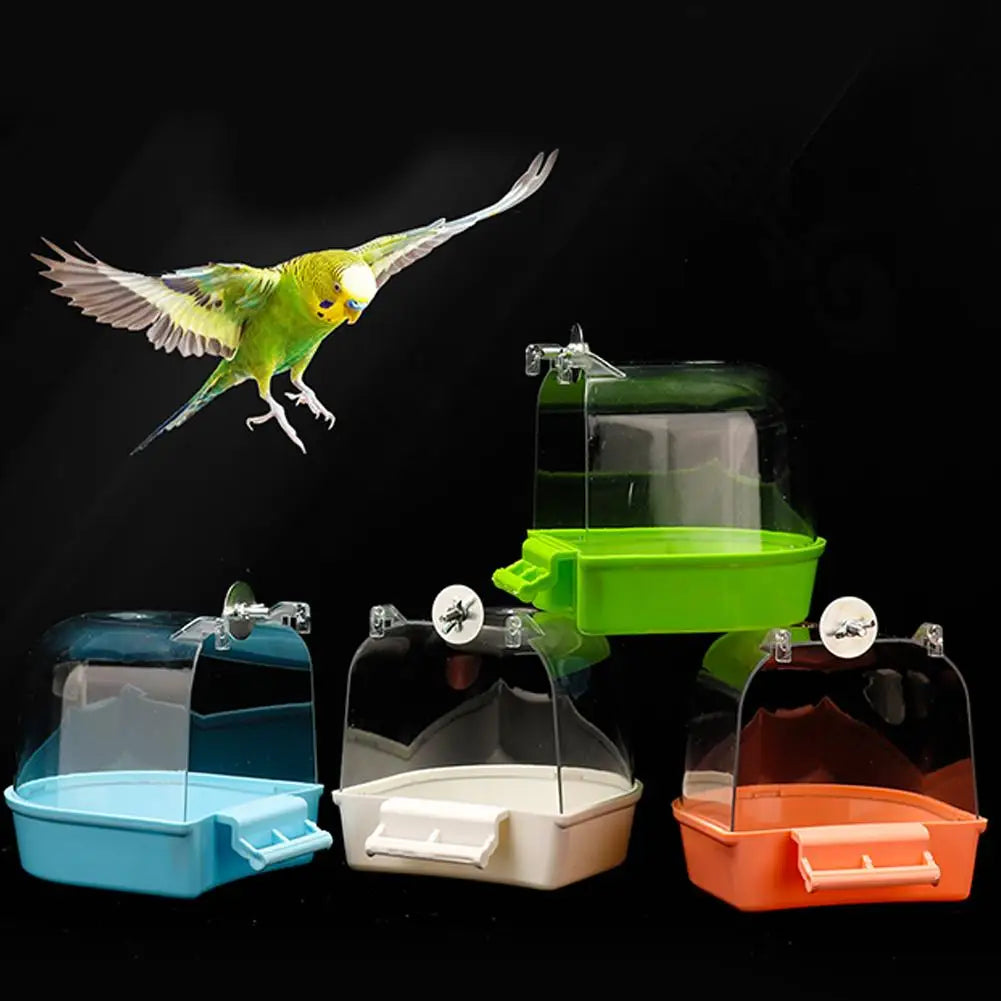 Hanging Bird Bath Cube Parrots Bathtub Bath Shower Box Cage Accessory for Little Bird Canary Budgerigar Cockatiel Lovebird Boxes