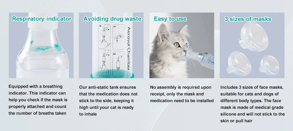 Cat Aerosol Chamber Pet Dog Portable Inhaler Spacer With Breathing Indicator Silicone Mask For Veterinary Equipment Vet Clinic