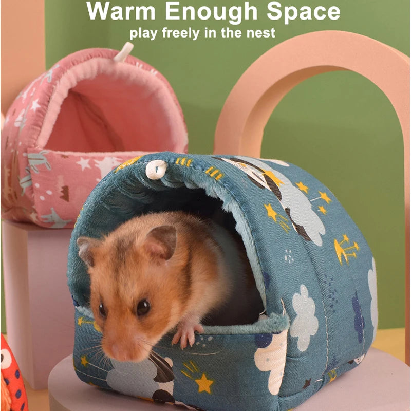 Soft Hamster House Rabbit Rodent Guinea Pig Rat Cage Nest Small Animal Sleeping Bed Winter Warm Cotton Mat Accessories Hedgehog