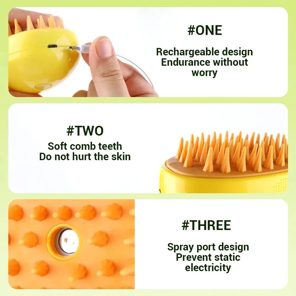UNTIOR 3 in 1 Cat Dog Steamy Brush Steam Brush Spray Cat Hair Brush For Massage Pet Grooming tool Shedding Sprays Massage Combs