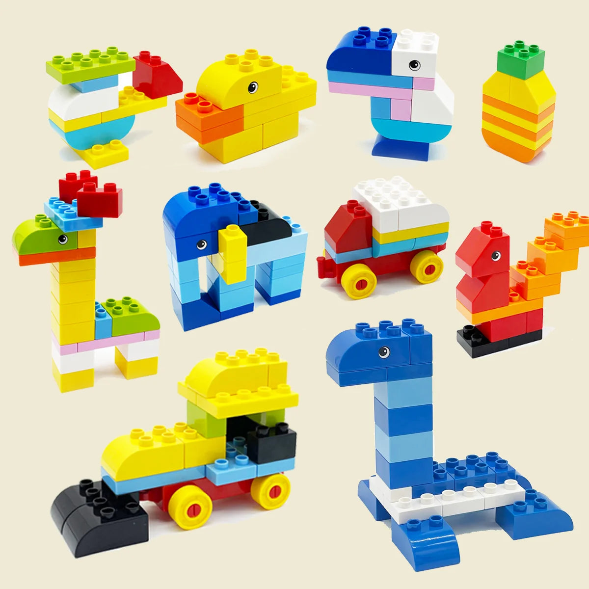 62-310 pieces DIY Building Blocks Bulk Compatible with Duplo Animals Marble Run City Classic Bricks Assembly Model Kids Toys