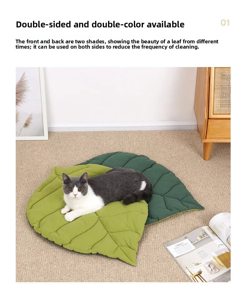 Cotton Pet Floor Mat Leaf Shaped Thickened Cat Dog Sleeping Cushion for Indoor Kennel Crate Sofa Four Season Use