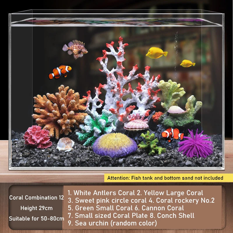 A3 Fake Coral Small Ornament Set Simulation Water Grass rockery Decoration Fish Tank Decoration Shell Water Scenery Package Home