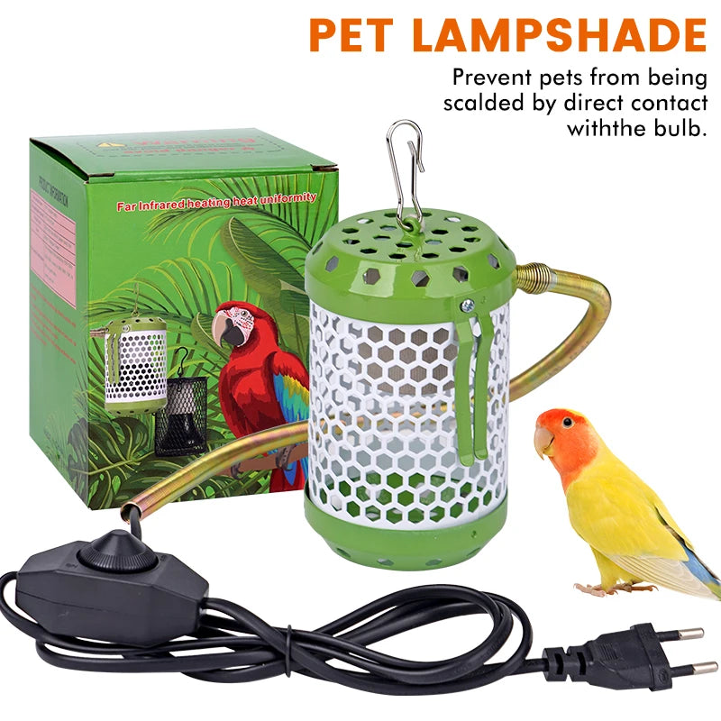 Pet Reptile Heat Lamp Ceramic Heater Bulb Lamp Shade Cover for Bird and Amphibian Pet Brooder Cage With Protective Case