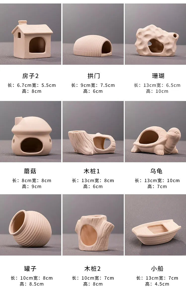 Clay Aquarium Decoration Ceramics Fish Tank Landscaping Shrimp Shelter Spawning Tank Breeding House Cave Pottery Pot Ornaments