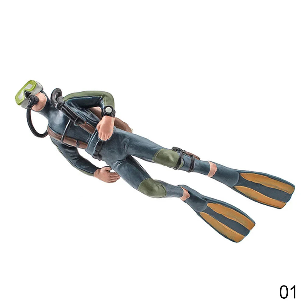 Cute Resin Frogman Aquarium Ornaments Interesting Floating Decoration Simulated Mini Diver Fish Tank Aquarium Accessories