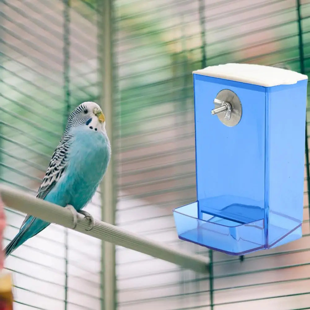 Bird Feeders Automatic Parrot Feeder Drinker with Dustproof Lid Mount Budgie Cockatiel Conure Food Dispenser Pet Supplies