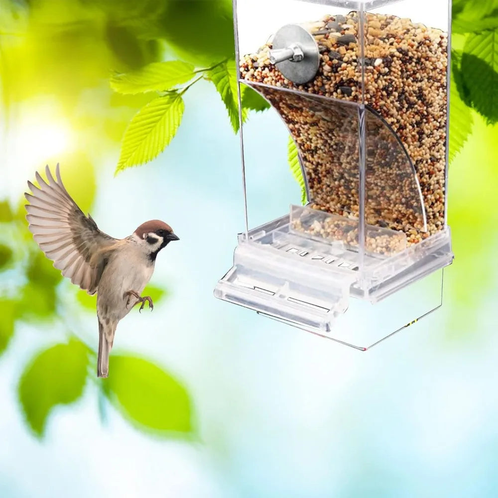 Automatic Parrot Feeder Drinker No Mess Bird Feeders Seed Food Container Cage Accessories for Small and Medium Parakeets