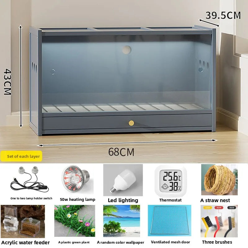 Drawer Type Quail Cage Full Set Pet House with Constant Temperature for Button Quail