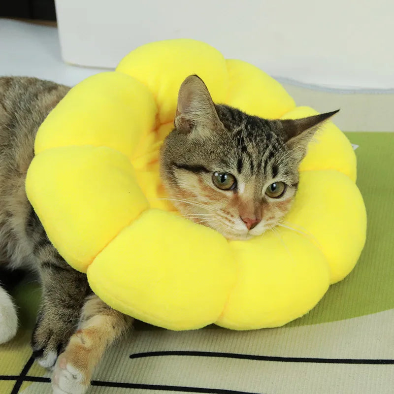 Sunflower Pet Elizabethan Collar Adjustable Anti-Bite Surgery Anti-Lick Wound Healing Cat Protection Collars Soft Plush Collar