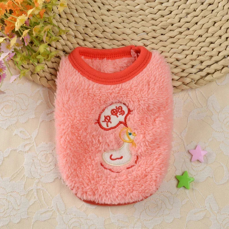 Plush Cat Rabbit Vest Cartoon Autumn Winter Pet Clothes for Kitten Puppy Bunny Guinea pig Warm Fleece Small Animals Clothing