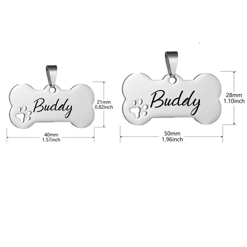 Custom Pet ID Tag Free Engraved Keychain for Dog Cat Name Tag Pendant Personalized Bone Paw Pet Accessories