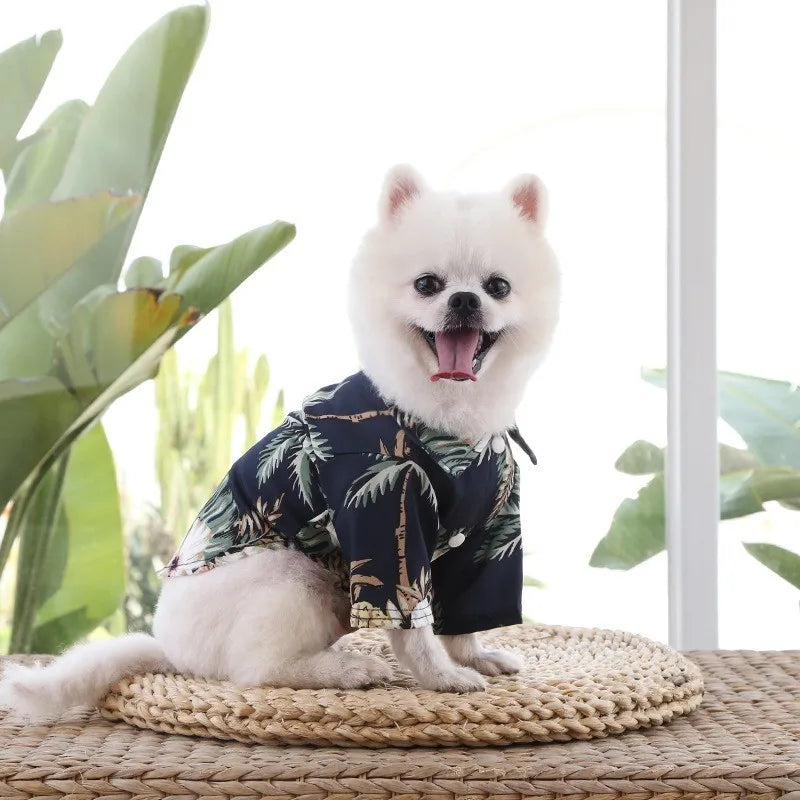 Hawaiian Beach Style Dog Shirt Teddy French Bulldog Cat Small To Medium Pet Pet Jacket Summer Clothing