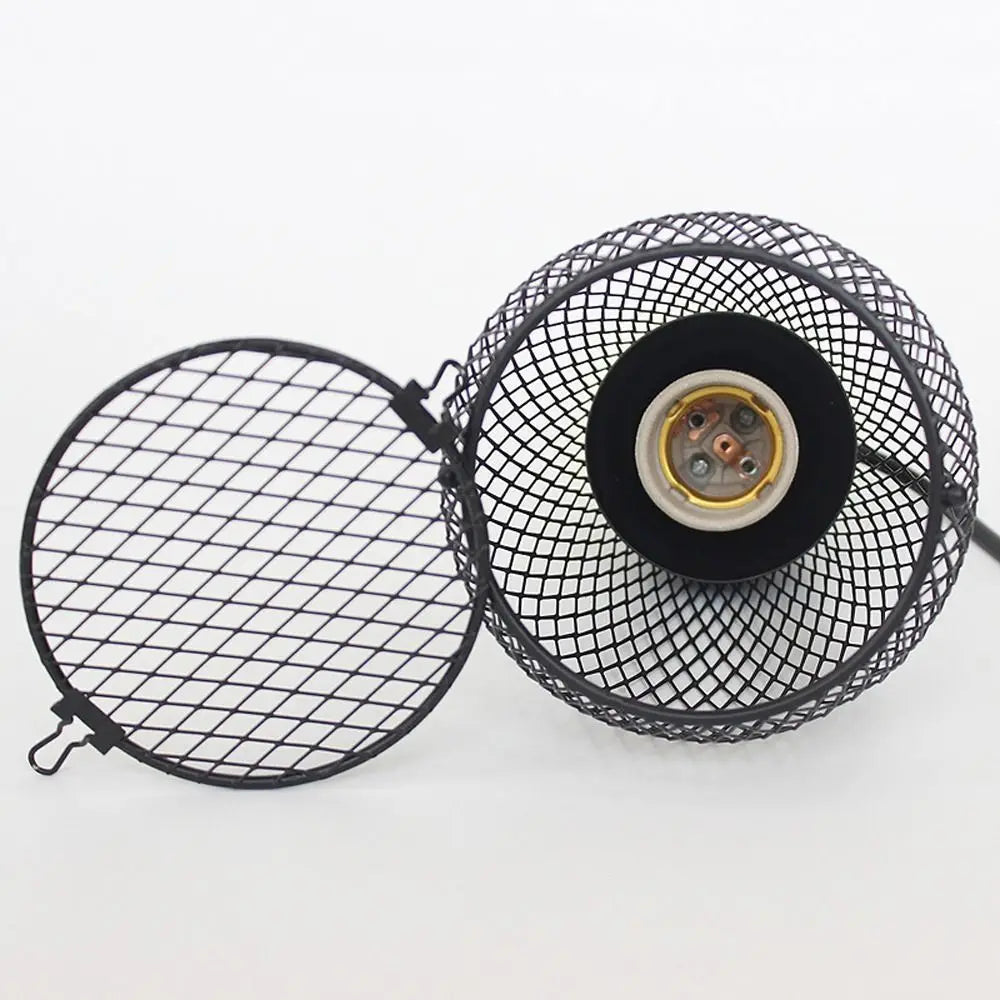Ceramic Heat Emitter Pet Heating Lampshade Iron Mesh Dome E27 Bulb Holder Reptile Heat Lampshade Double Cage