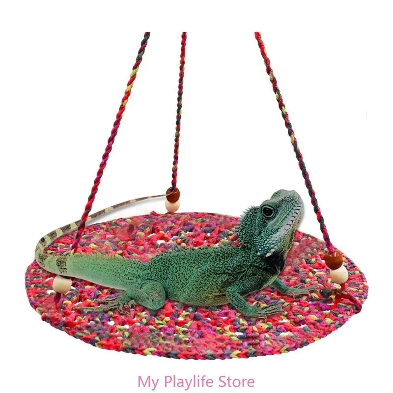 Reptile Summer Hammocks Lizards Hammock Bearded Dragons Round Crocheted Net Hammock Bed Crocheted Supplies
