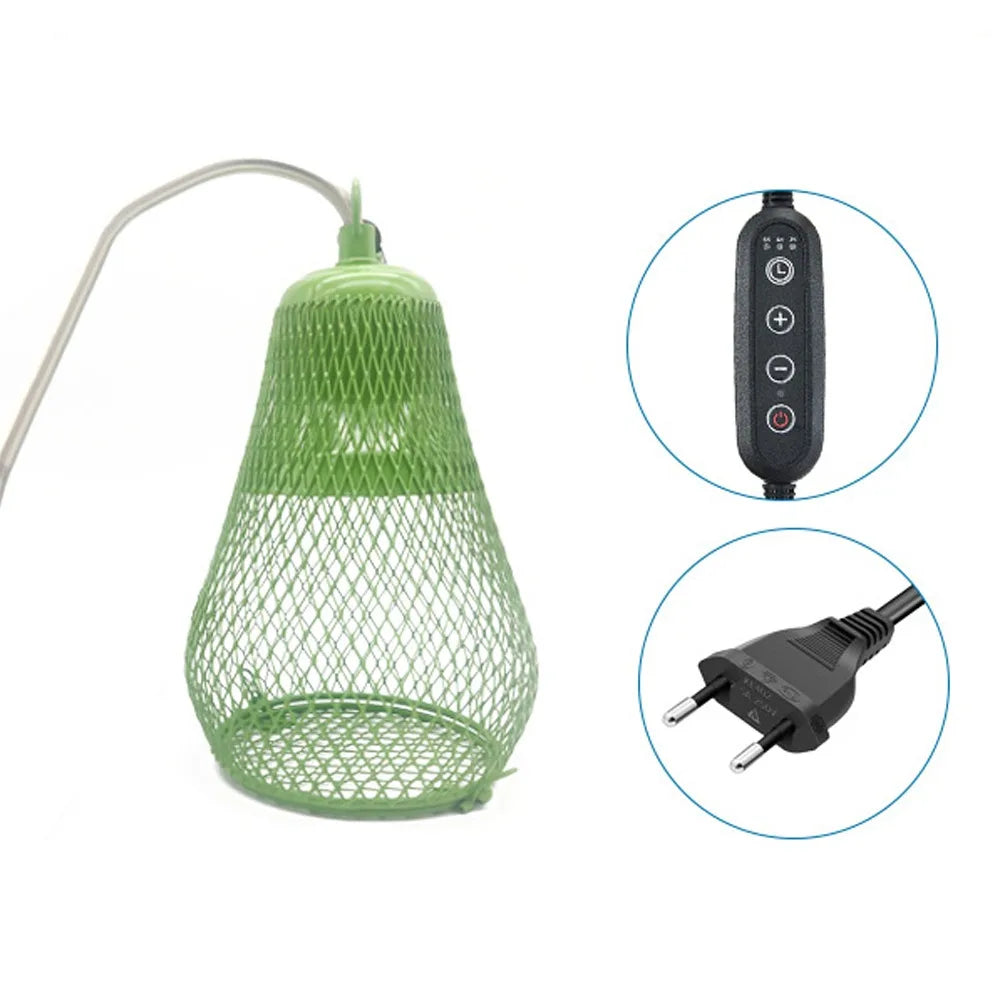 Ceramic Heat Emitter Pet Heating Lampshade Iron Mesh Dome Double Cage Reptile Heat Lampshade E27 Bulb Holder