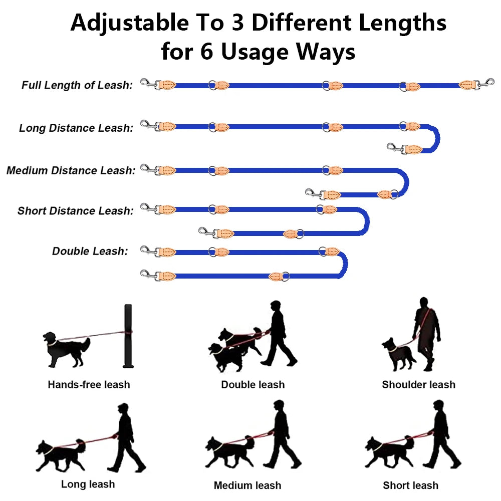 2nd Multipurpose Big Dog Double Leash Generation Medium Adjustable and Nylon Luxury Hands Free Leash for 2 Dogs