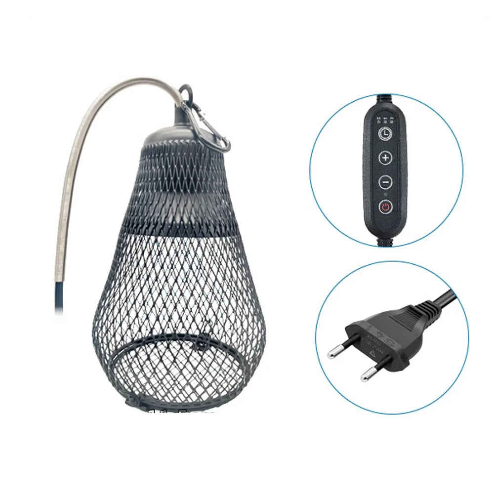 Ceramic Heat Emitter Pet Heating Lampshade Iron Mesh Dome E27 Bulb Holder Reptile Heat Lampshade Double Cage