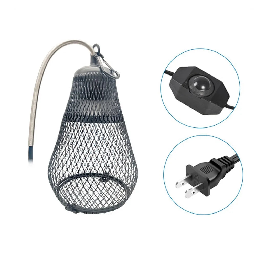 Ceramic Heat Emitter Pet Heating Lampshade Iron Mesh Dome E27 Bulb Holder Reptile Heat Lampshade Double Cage