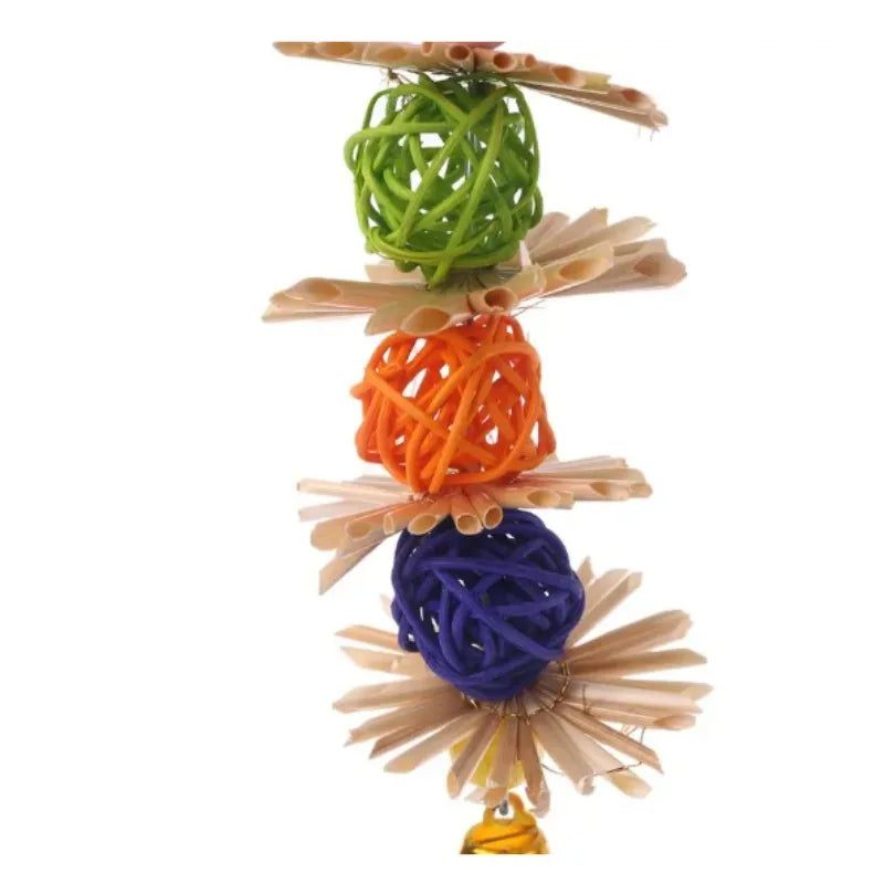 Small and medium-sized parrot toys, natural grass woven flower nibbling toys, rattan woven ball toys, bird toys