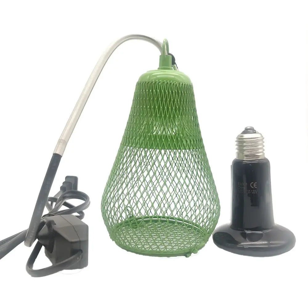 Ceramic Heat Emitter Pet Heating Lampshade Iron Mesh Dome E27 Bulb Holder Reptile Heat Lampshade Double Cage