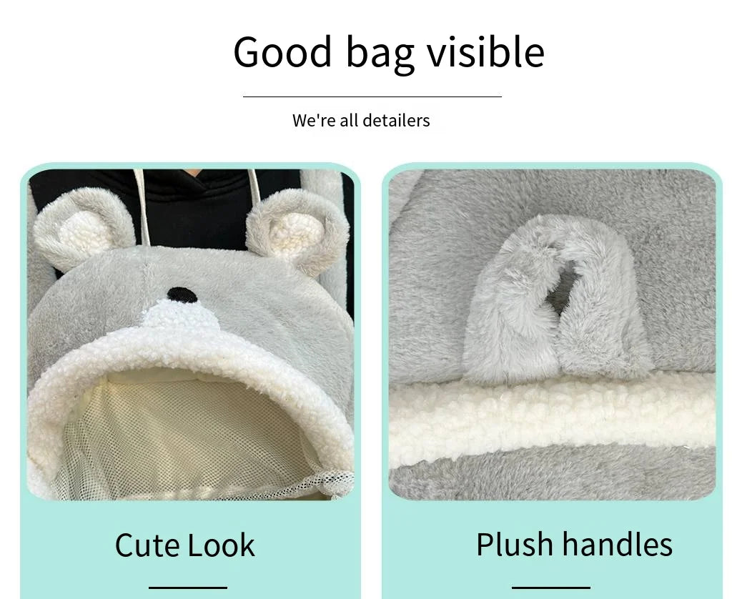 Pet bag winter warm thick plush chest double shoulder go out portable bag than bear teddy cat bag dog bag