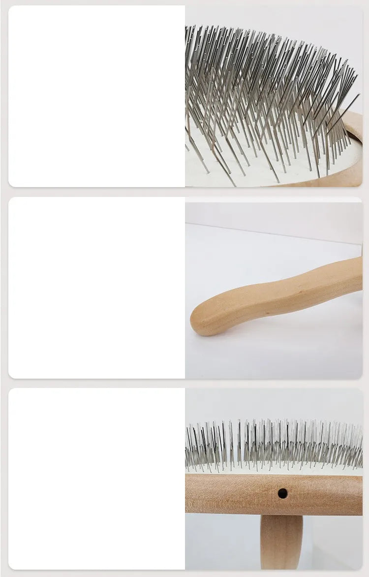 Dog Comb Wooden Handle Dog Brush Pet Grooming Comfortable Handle Combs for Cats Hair Knot Opening Dogs Hair Remover Pet Products