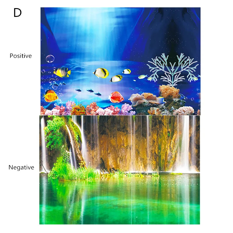 Aquarium Landscape Sticker Poster Fish Tank 3D Background Sticker Double-sided Ocean Sea Plants Aquarium Decor Accessories