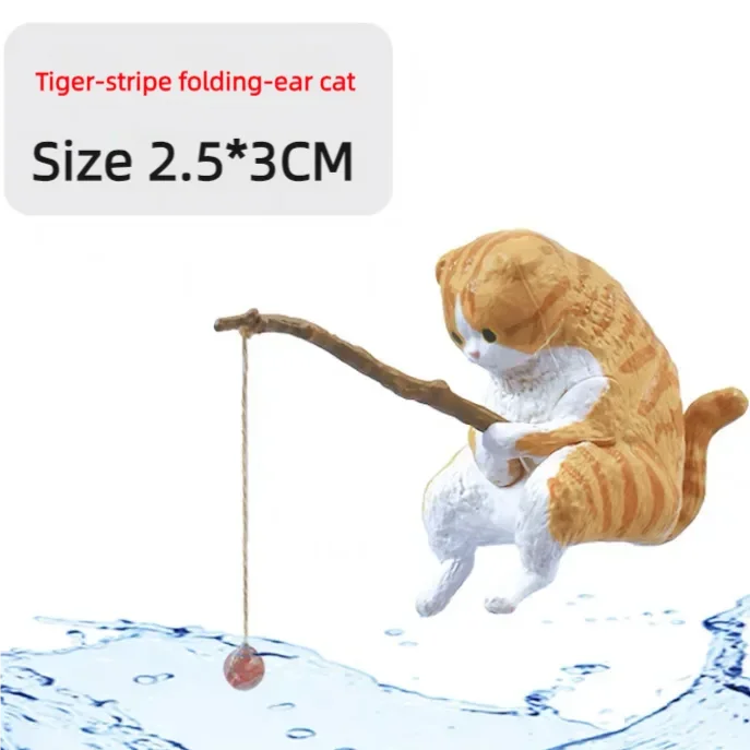 Fishing Cat Ornaments Fish Tank Landscaping Aquarium Decoration Mini Cat Statue Fish Tank Accessories Household Supplies