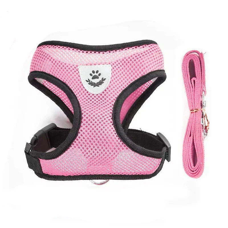 Cat Small Dog Breathable Mesh Harness And Leash Kitten Cats Harnesses Little Dog Puppy Harness For French Bulldog Chihuahua Pug