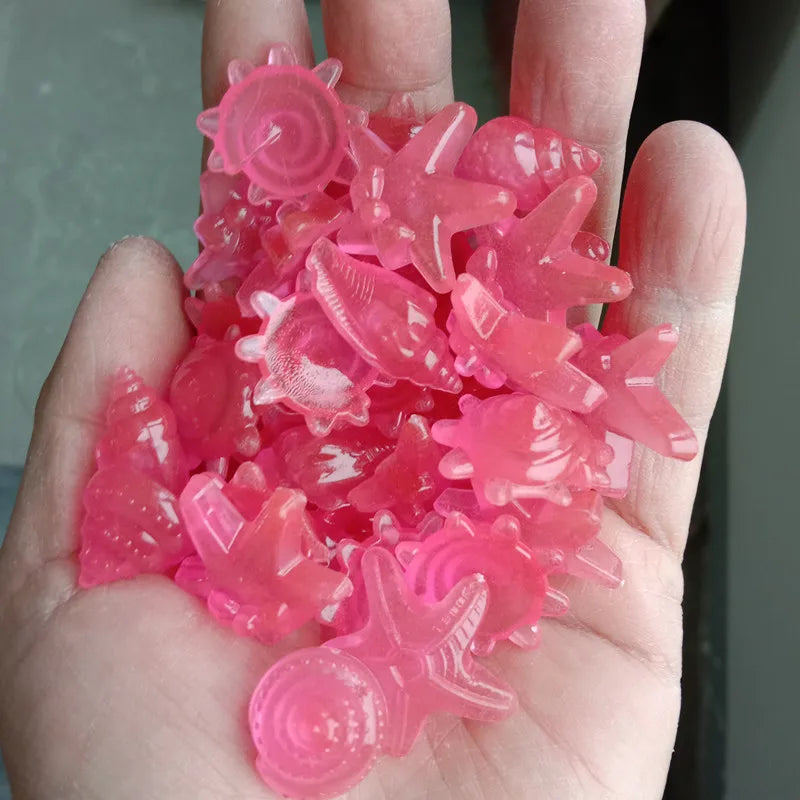 100pcs Luminous Ocean Stone Conch and Shell Fish Tank Decoration Simulated Aquatic Gravel Glow in Dark Pretty Little Rocks