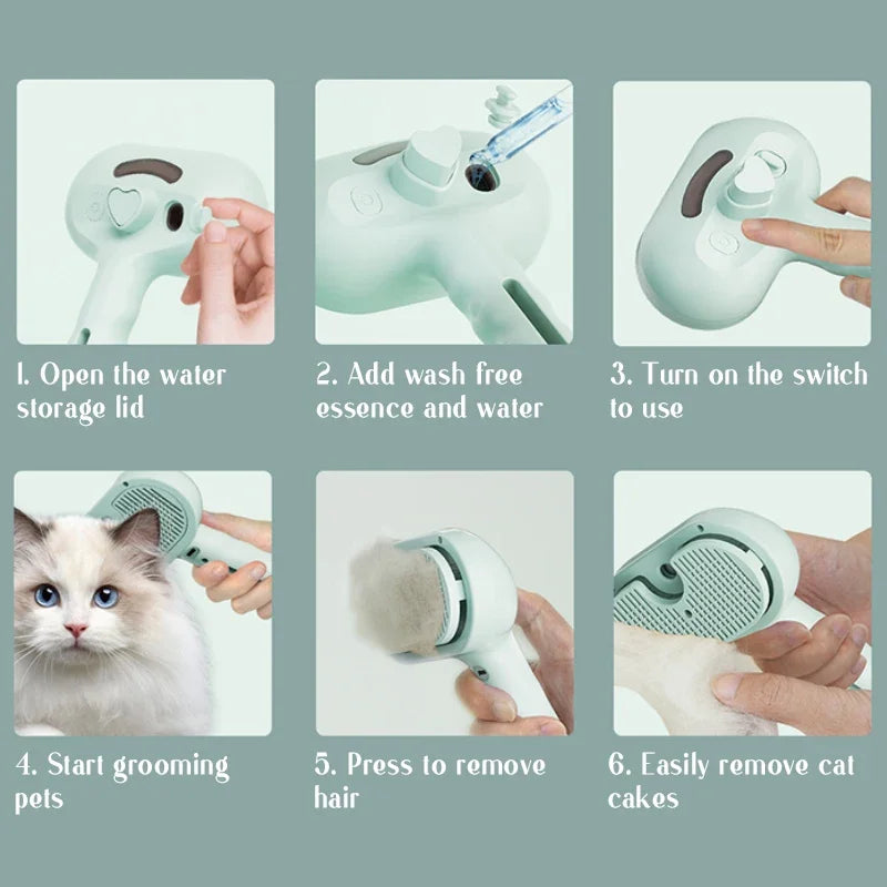 Pet Spray Hair Comb, Pet Hair Remover Cleaning Brush, Cats Grooming Dog Accessories Tools, Dematting Water Mist Humidifier Comb
