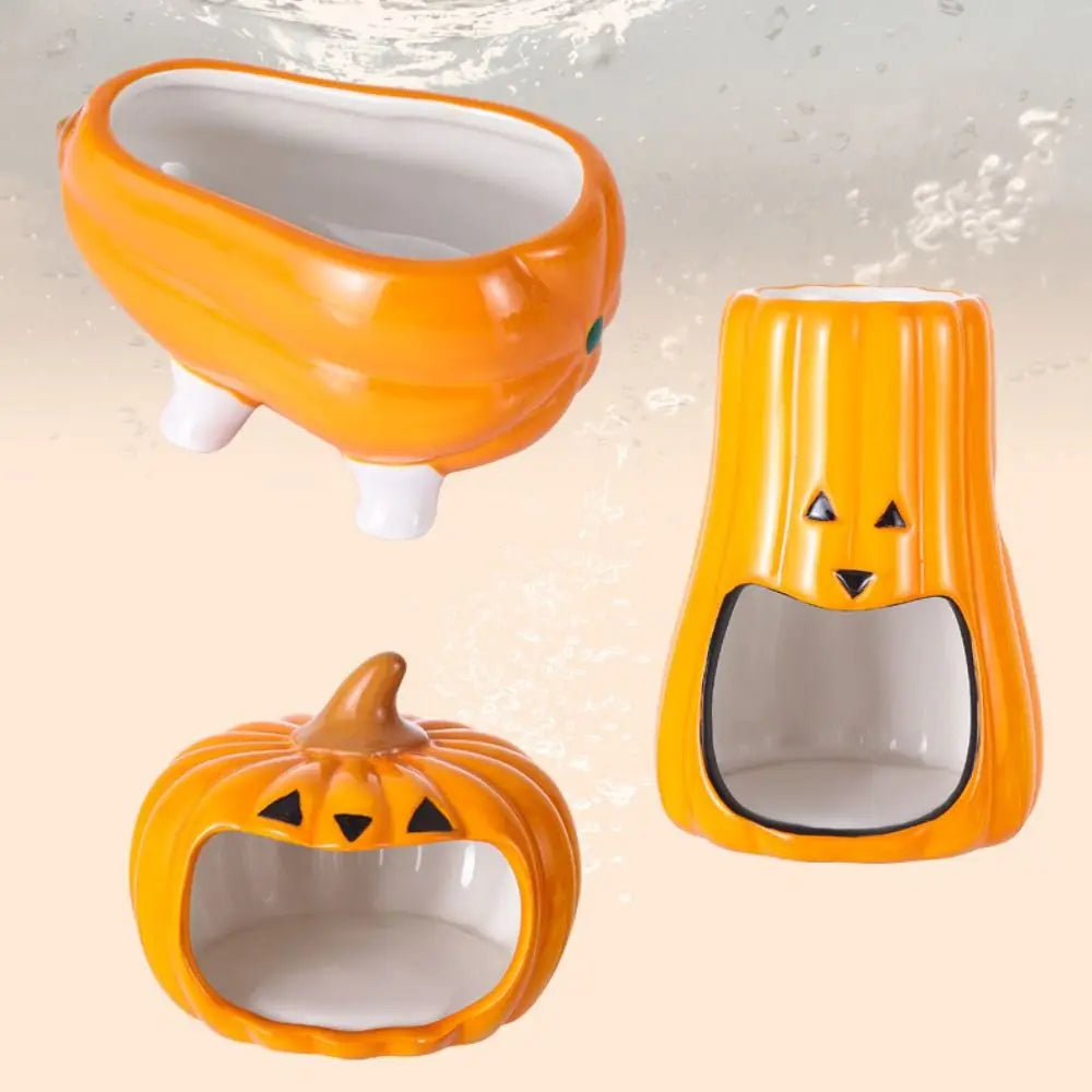 Pet Supplies Ceramic Hamster Food Bowl Cooling Cute Pumpkin Bathtub Cartoon Creative Hamster Nest Pet Small House