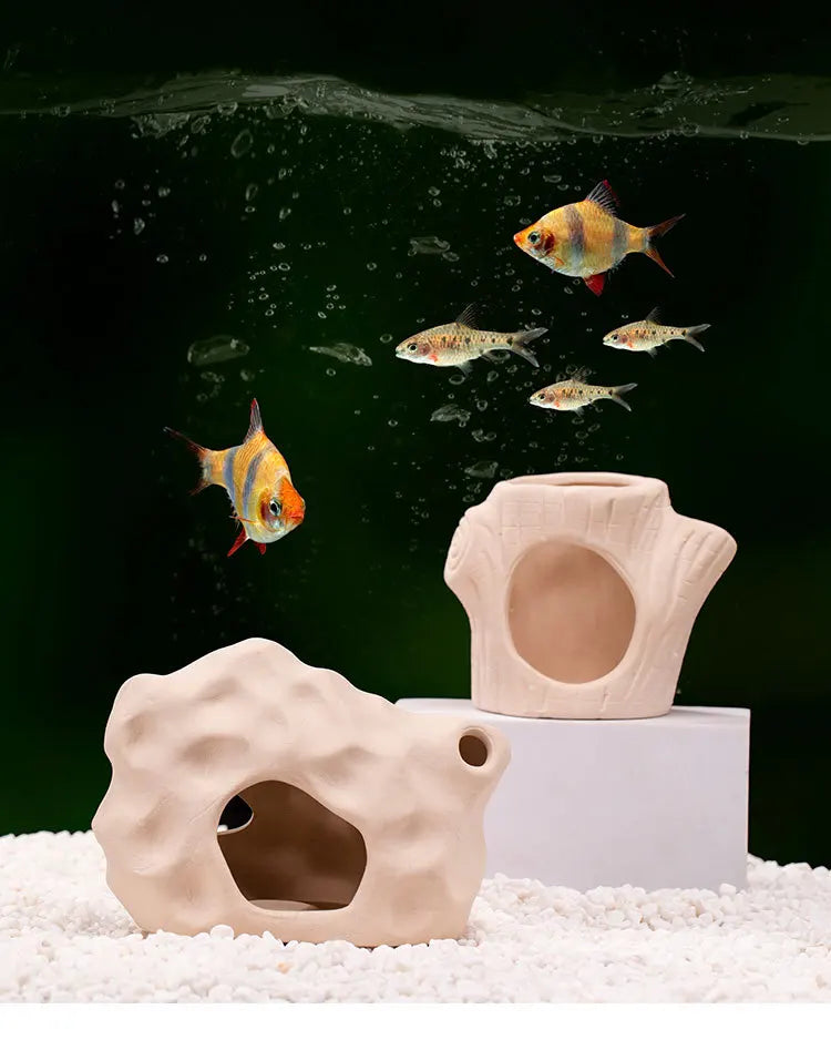 Clay Aquarium Decoration Ceramics Fish Tank Landscaping Shrimp Shelter Spawning Tank Breeding House Cave Pottery Pot Ornaments