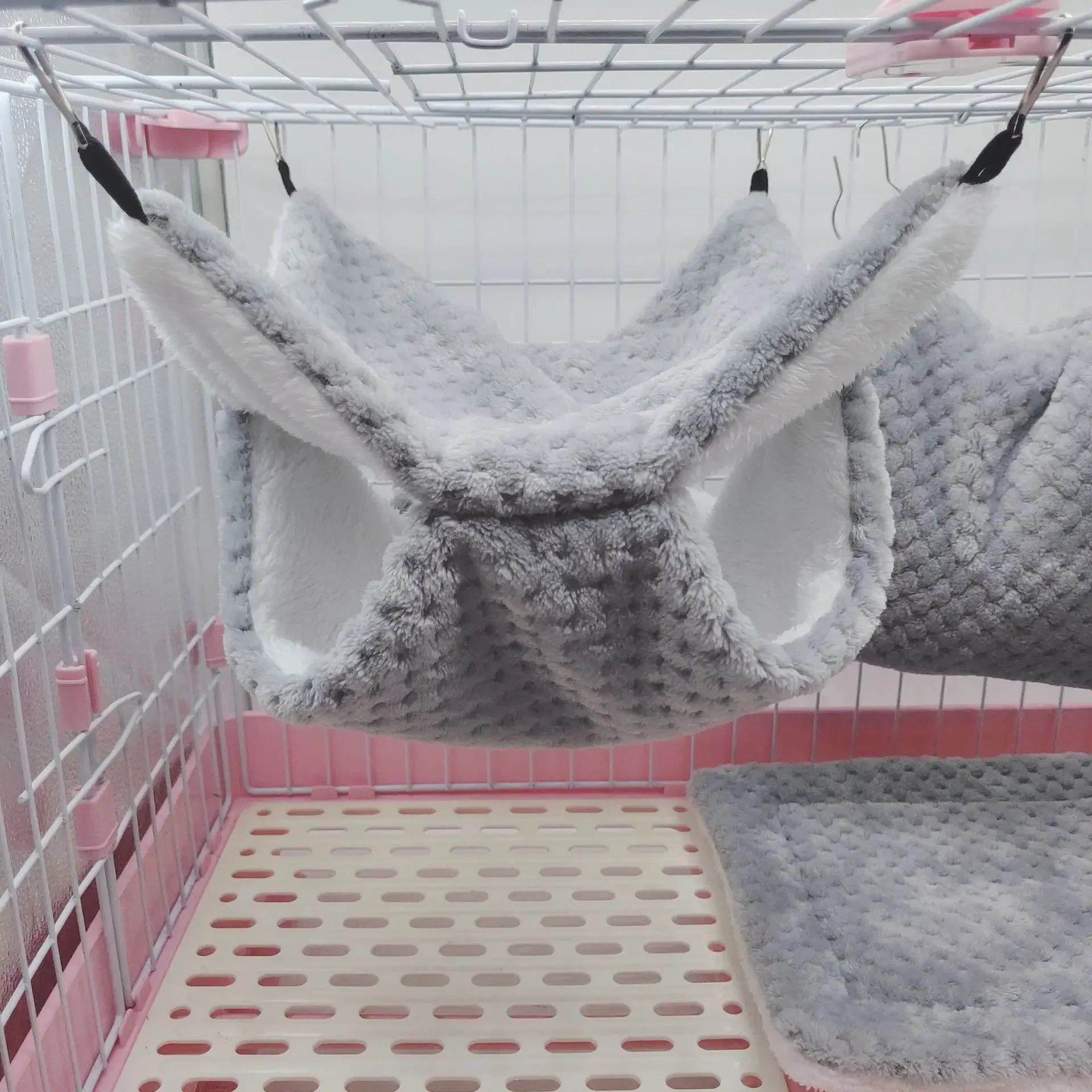 Warm Winter Pet Hammock Double Layer Thick Plush Hamster Hammock Chinchilla Guinea Pig Ferret Sleeping Bag Hamster Hanging Cage