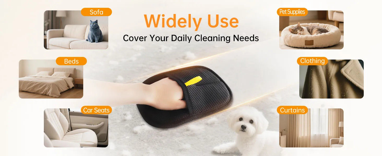 Pet Hair Removal Glove Brush, 2025 New Reusable Cat Dog Electrostatic Hair Remover Grooming Glove Tool, for Furniture, Cloth Car