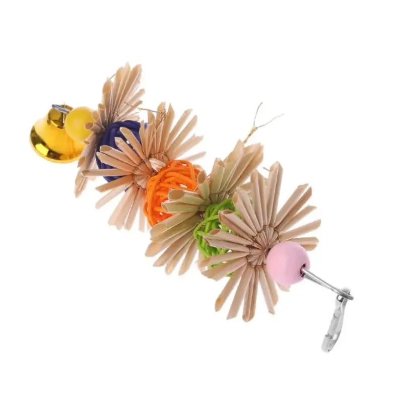 Small and medium-sized parrot toys, natural grass woven flower nibbling toys, rattan woven ball toys, bird toys