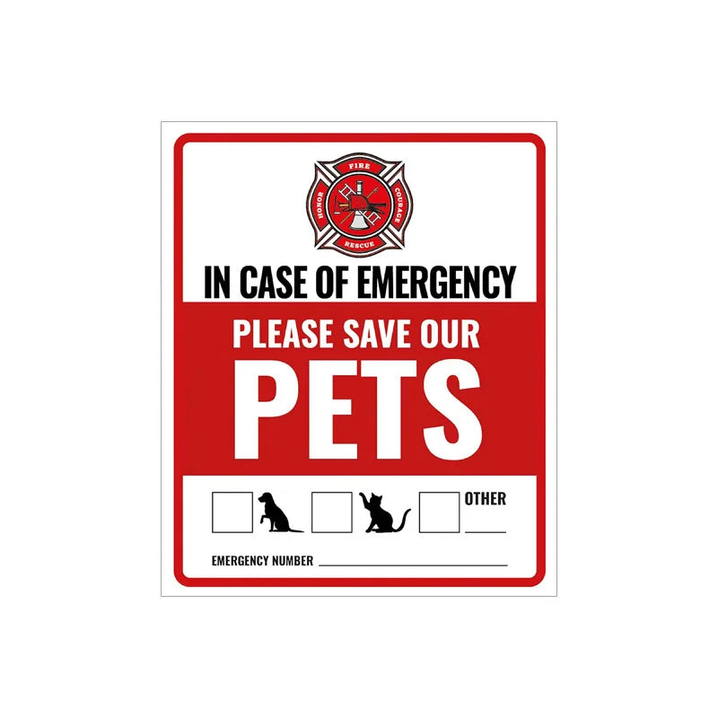 Pet Alert Stickers Static Cling Window Decals Emergency Pets Rescue Sign - NO Adhesive, Removable, UV Resistant