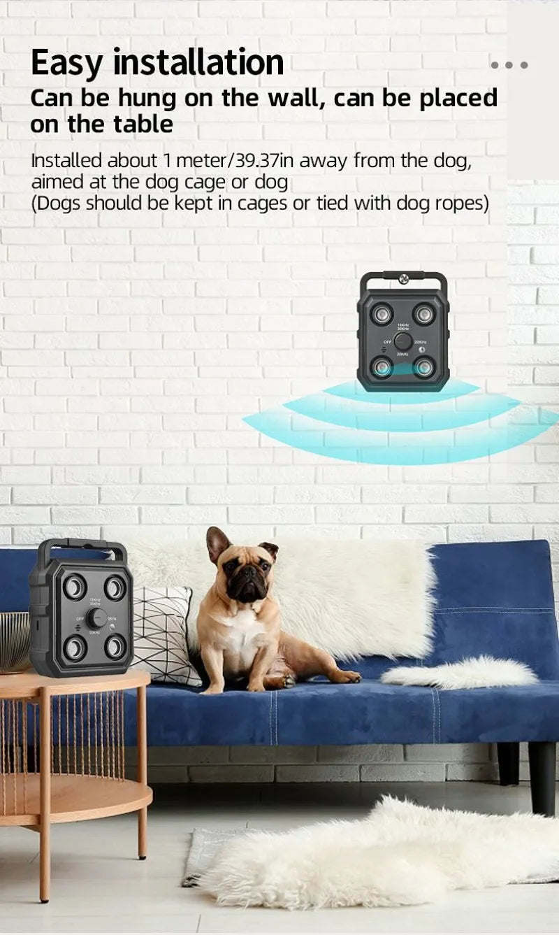 New Ultrasonic Stop Barker Dog Trainer Automatic Sound Control Anti-Barking Rechargeable Deterrent Device Pet Training Supplies