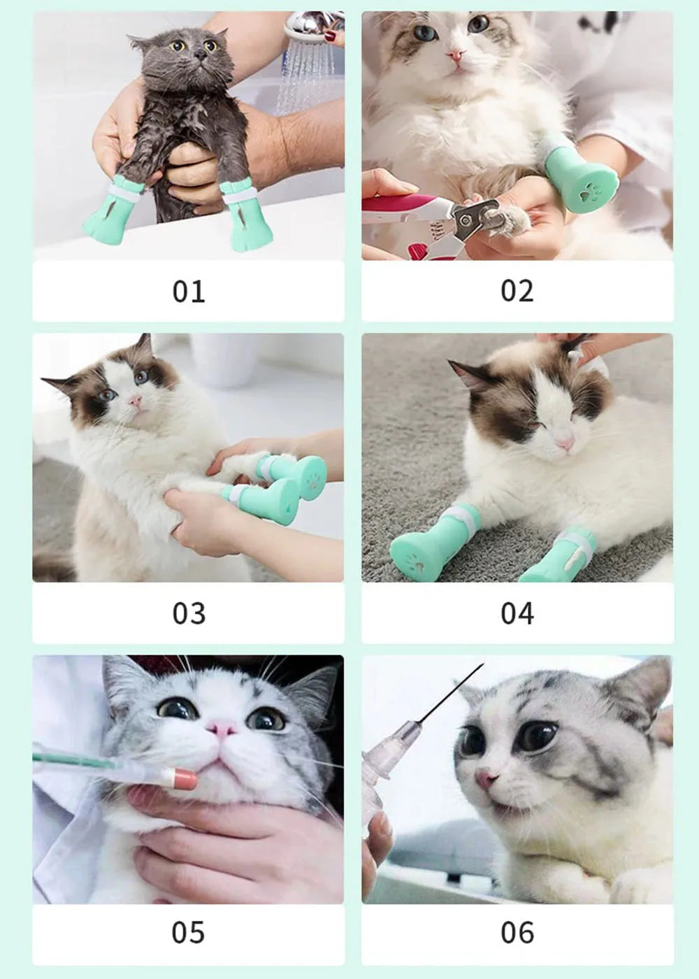 Adjustable Silicone Anti-scratch Cat Foot Shoes for Grooming Bath Washing Claw Cover Socks Cut Nails Protector Pet Grooming Tool
