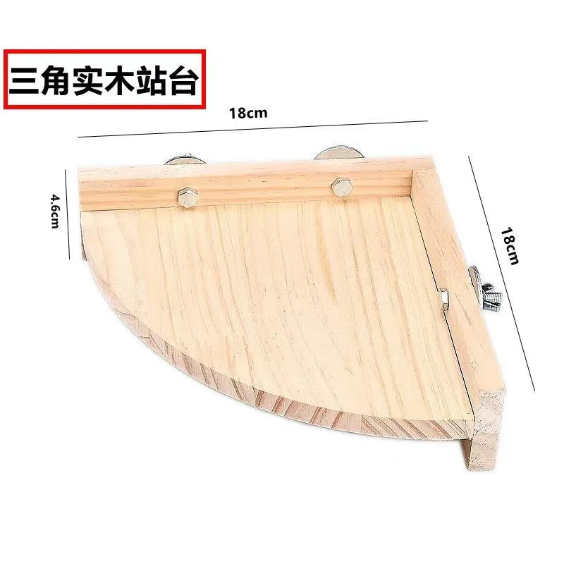 Parrot Bird Wood Perch Stand Platform Rectangle Board For Budgie Parakeet Cockatiel Fan-shaped Shelf Stand Hamster Gerbil Rat